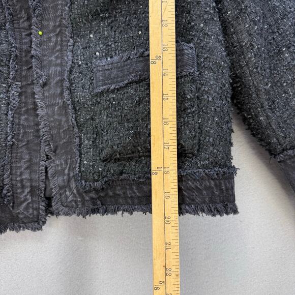 Nanette Lepore Jacket Women's M Black Sequin Accents Denim Trimmed Lined NWT - Picture 12 of 12